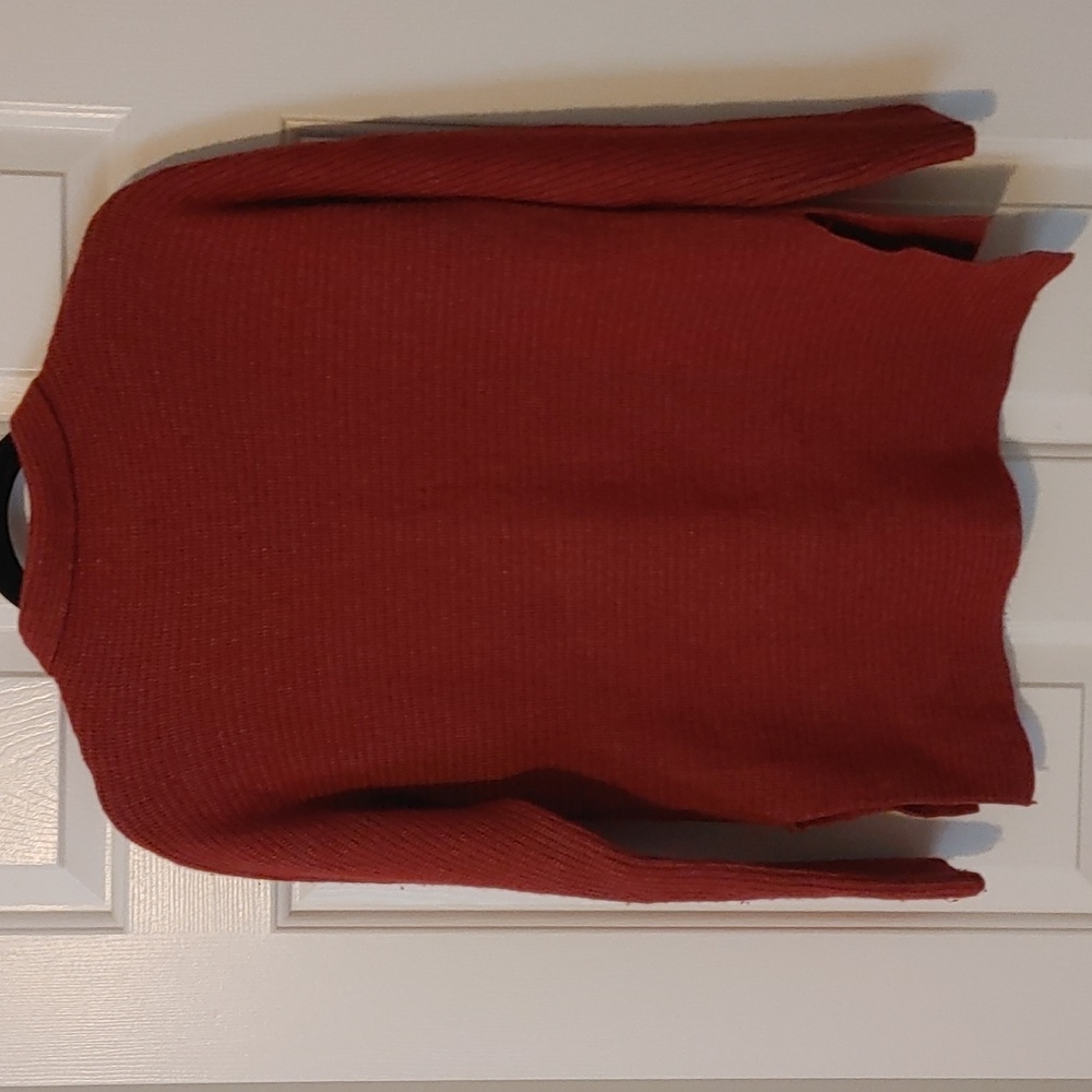 Merino Wool Cashmere Cowl Neck Sweater Women's Small Maroon Cottagecore - Picture 6 of 7